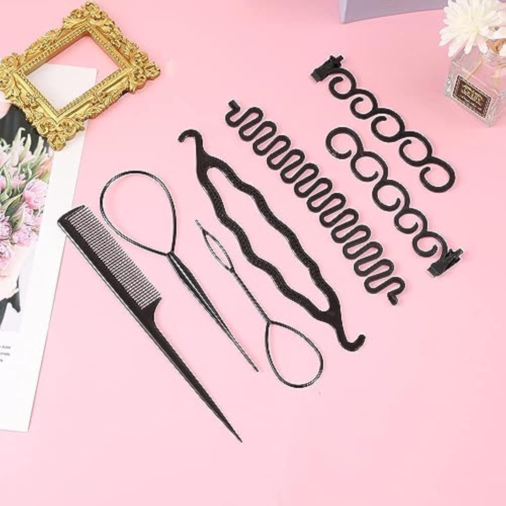 Women's French Braid Styling Tools & Accessories Set, 7-Piece Kit